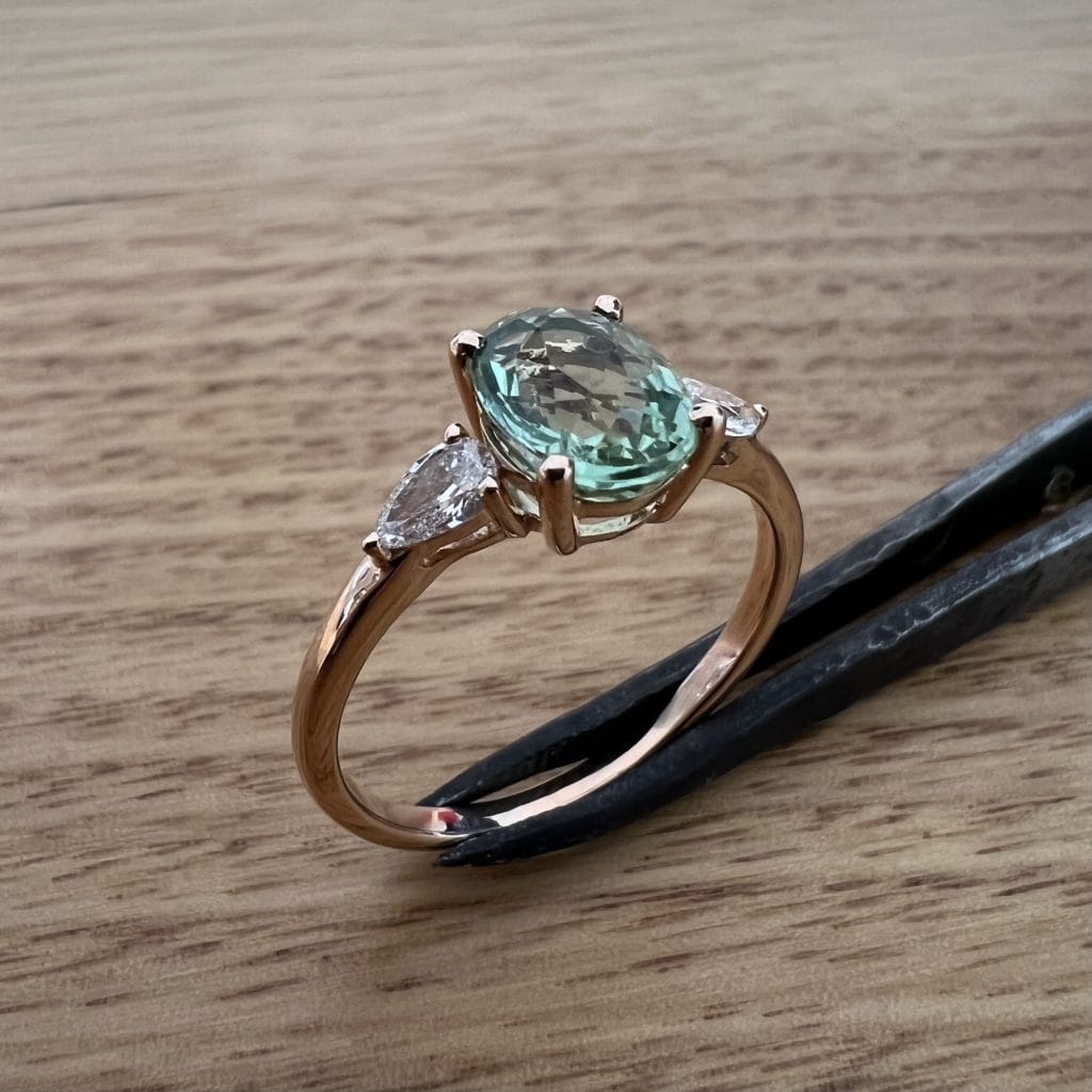 18K Rose Gold Tourmaline & Diamond Ring