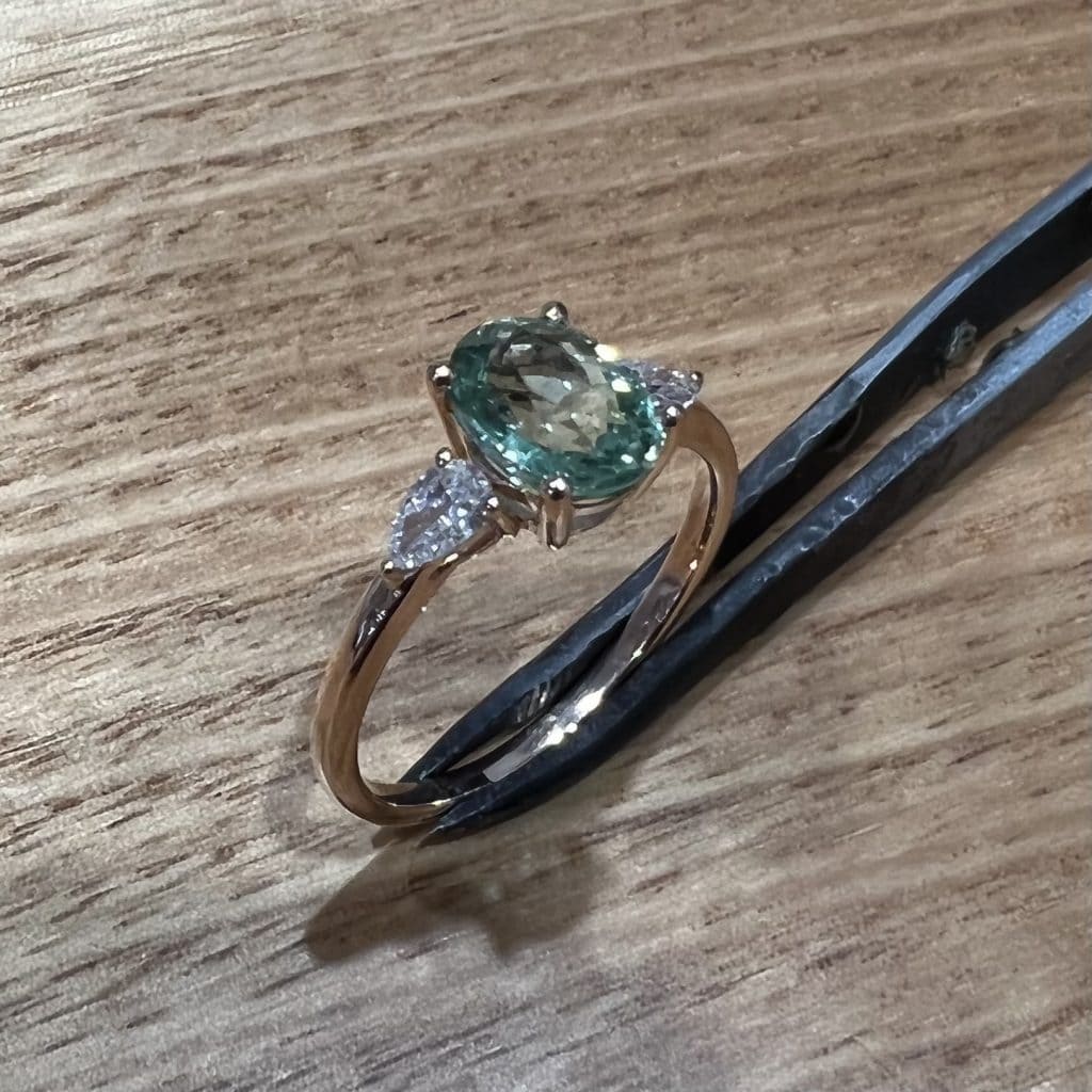 18K Rose Gold Tourmaline & Diamond Ring