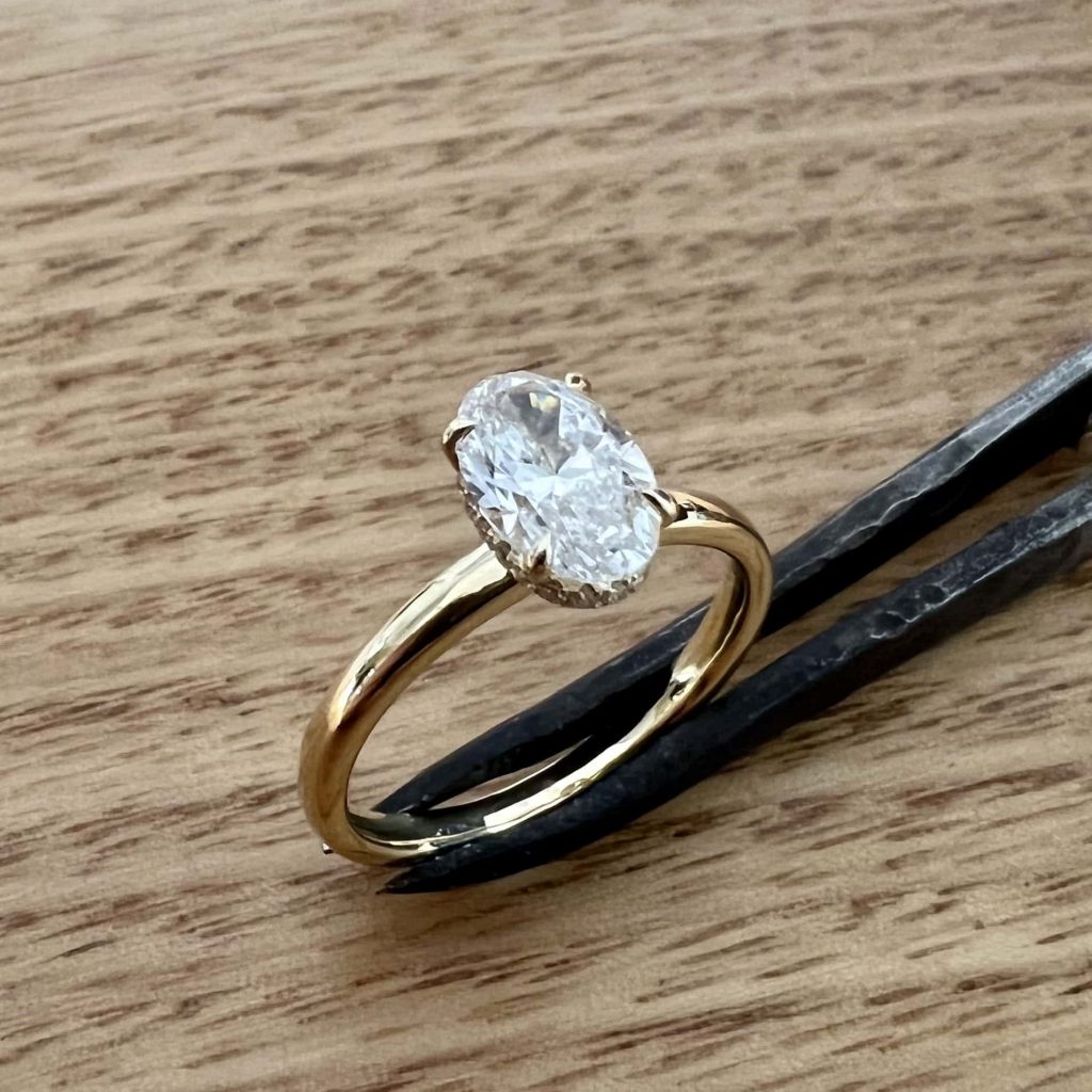 18K Yellow Gold Diamond Ring With Hidden Halo 675947