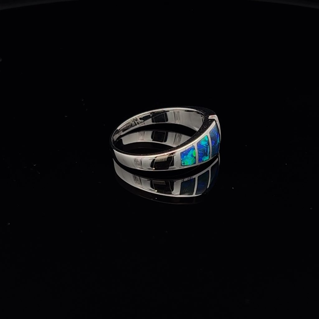 14K White Gold Inlay Opal Ring 14303
