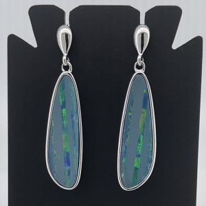 Sterling Silver Doublet Opal Drop Earring