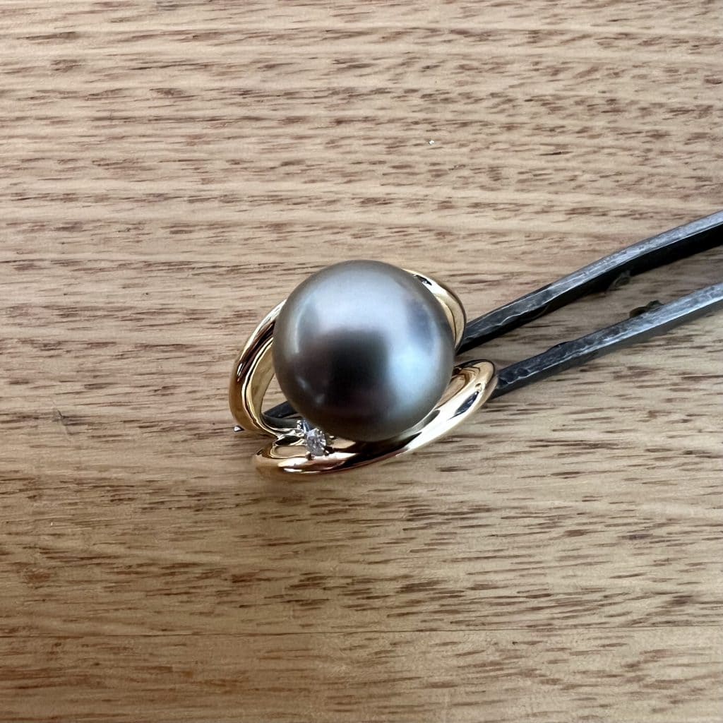 14K Yellow Gold Tahitian Pearl & Diamond Ring 826604