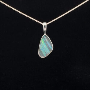 18K White Gold Solid Crystal Opal Pendant 18373