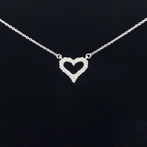 18K White Gold Diamond Heart Necklace 18541