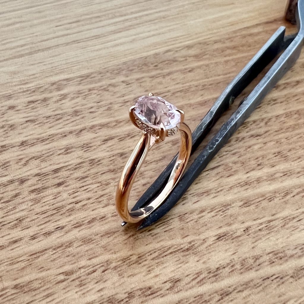 18K Rose Gold Morganite & Diamond Ring