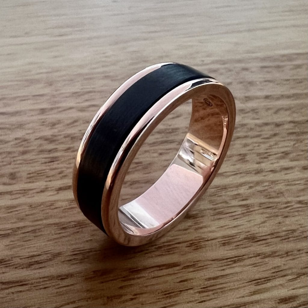 9K Rose Gold Zirconium Mens Ring 826556