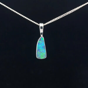 18K White Gold Solid Boulder Opal Pendant 15494