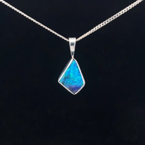 18K White Gold Solid Boulder Opal Pendant 15497