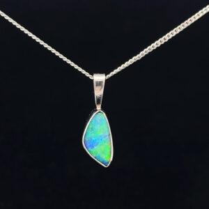 18K White Gold Solid Boulder Opal Pendant 15498