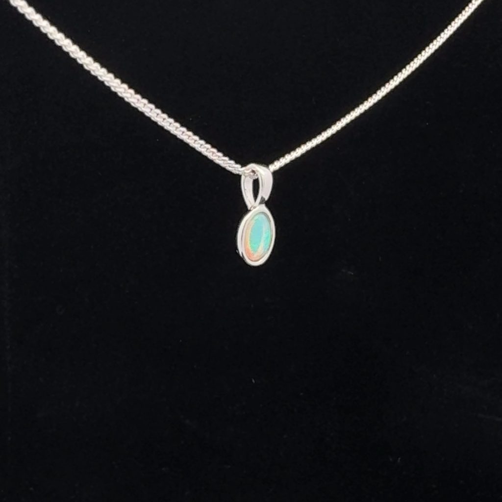 Sterling Silver Solid Light Opal Pendant 20170