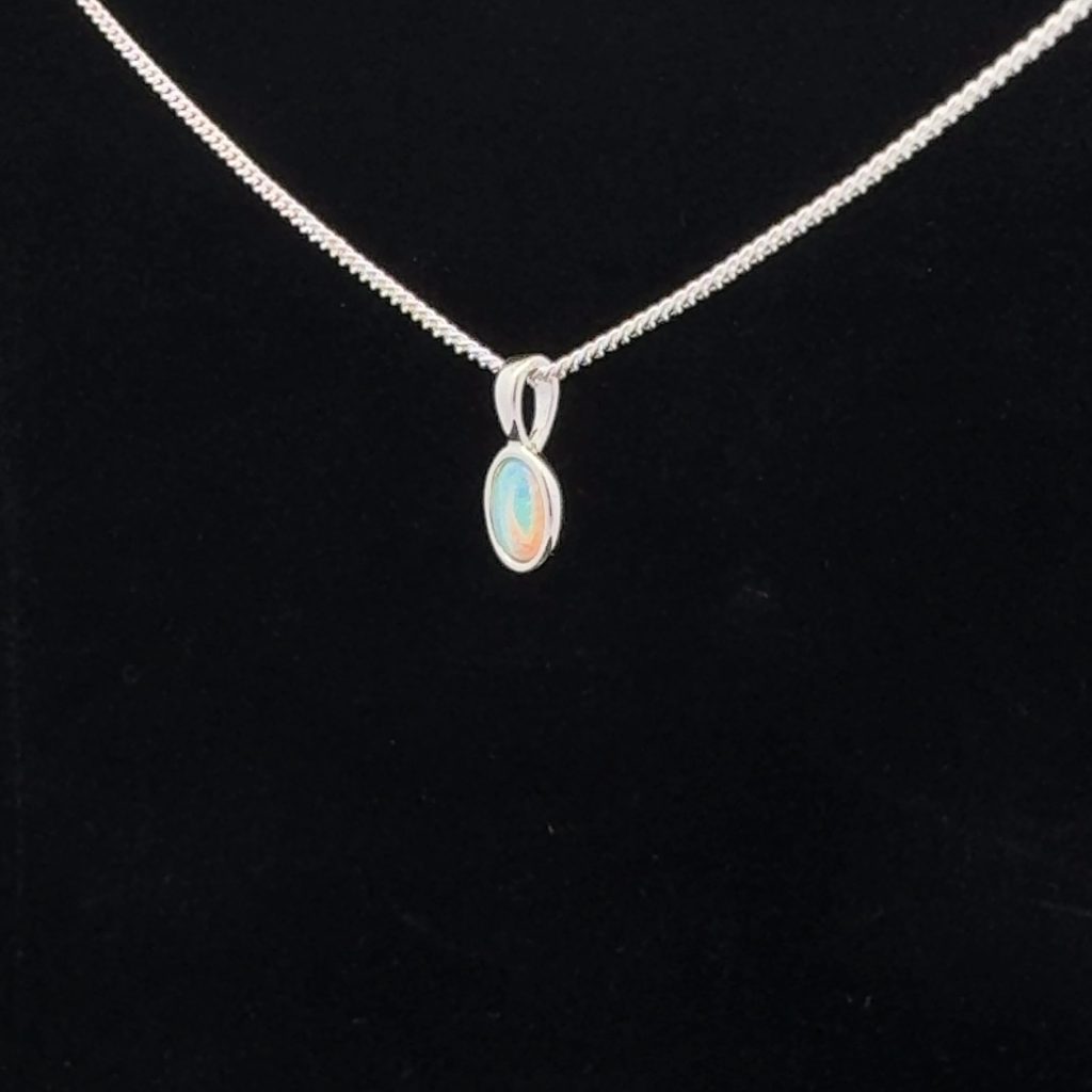 Sterling Silver Solid Light Opal Pendant 20170