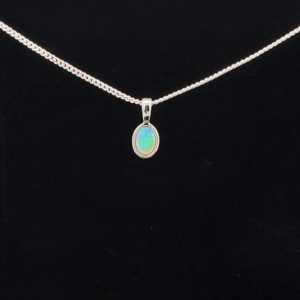 Sterling Silver Solid Light Opal Pendant 20170