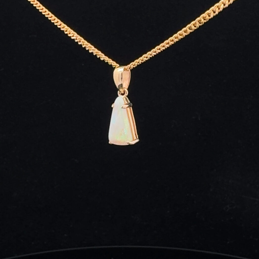 14K Yellow Gold Solid Light Opal Pendant 20471