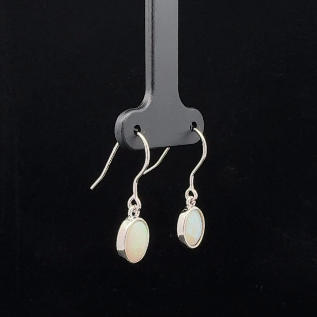 Sterling Silver Solid Light Opal Drop Earrings 20487