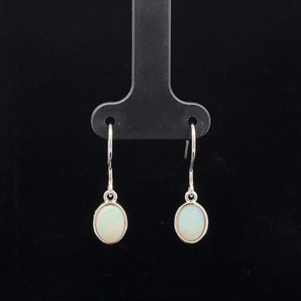 Sterling Silver Solid Light Opal Drop Earrings 20487