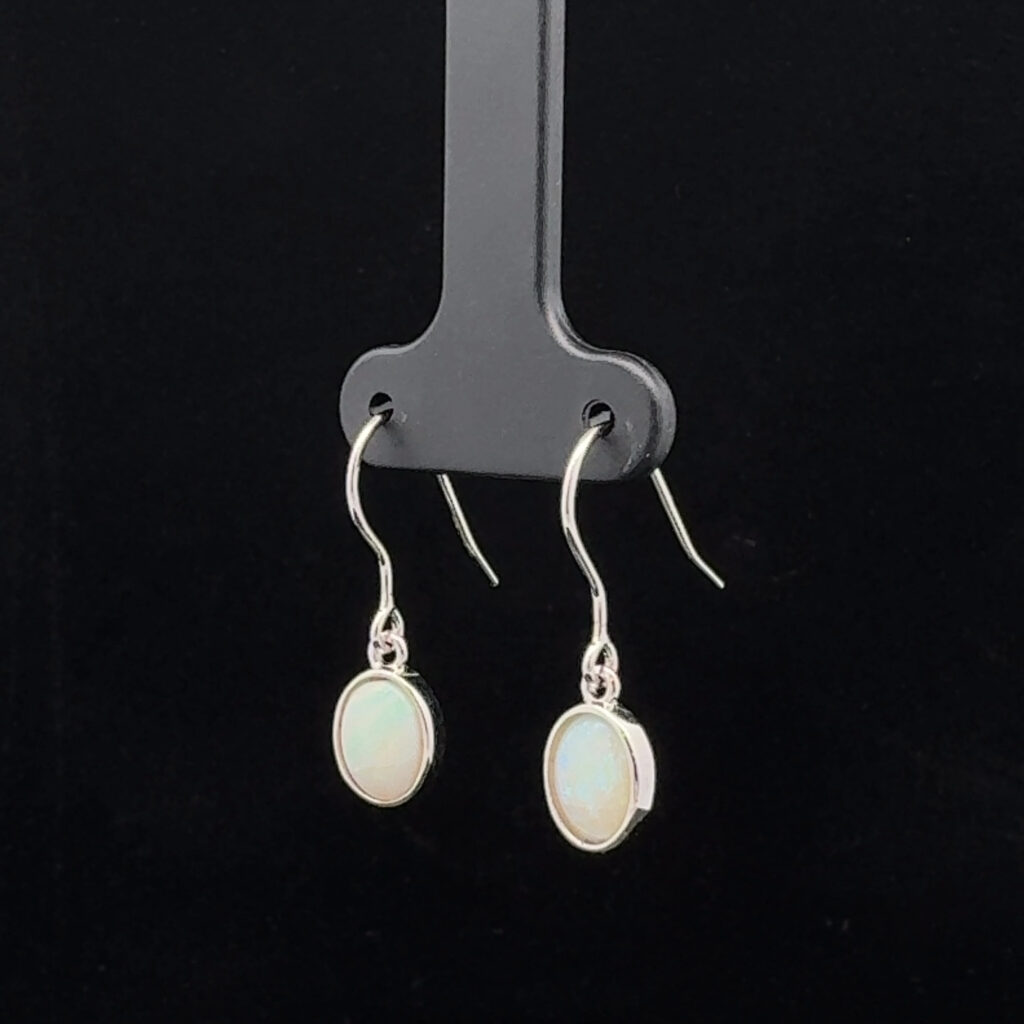 Sterling Silver Solid Light Opal Drop Earrings 20487