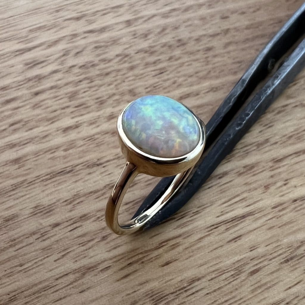 9K Yellow Gold Light Opal Ring 826638