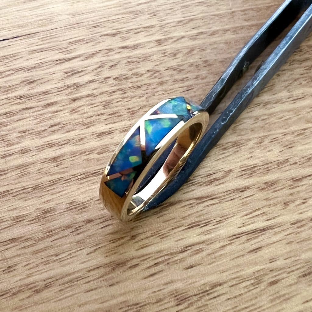 14K Gold Inlay Opal Ring