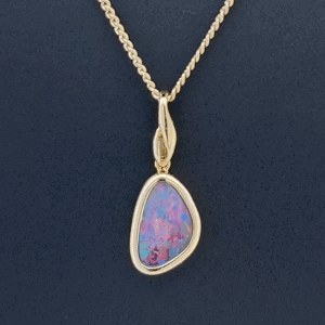 14K Yellow Gold Doublet Opal Pendant 19870