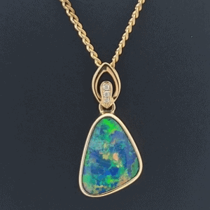 14K Yellow Gold Doublet Opal Pendant 19924