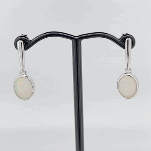 Sterling Silver Solid Light Opal Drop Earrings
