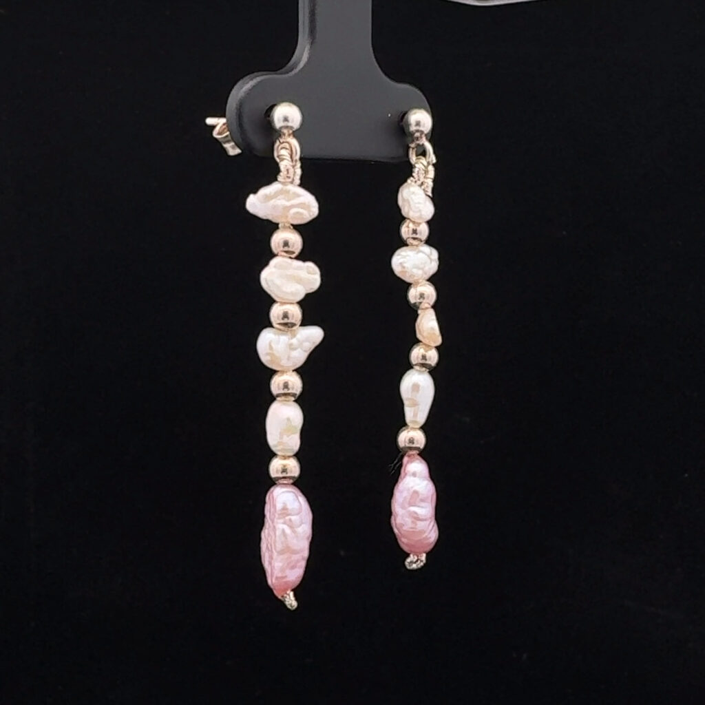 Sterling Silver & Baroque Freshwater Pearl Drop Earrings 21475