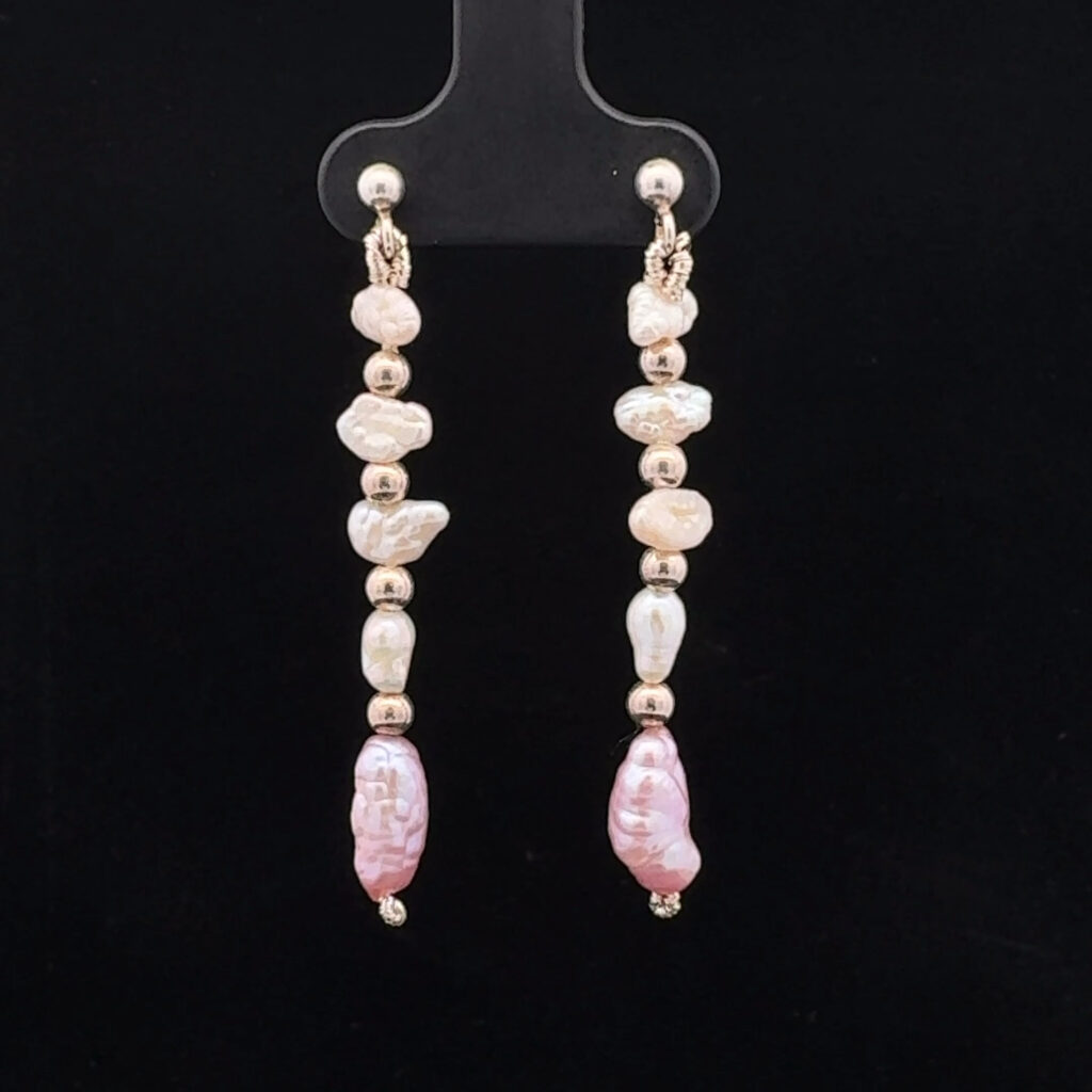 Sterling Silver & Baroque Freshwater Pearl Drop Earrings 21475