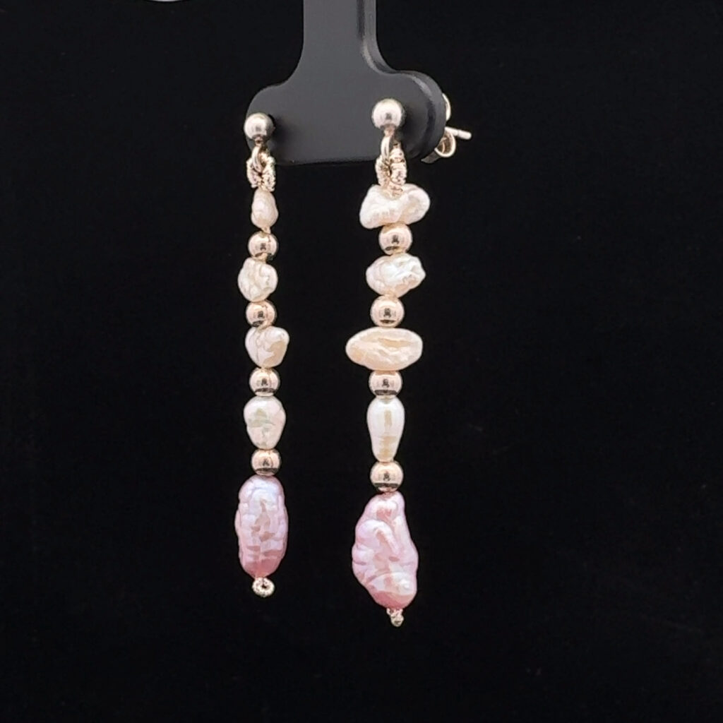 Sterling Silver & Baroque Freshwater Pearl Drop Earrings 21475