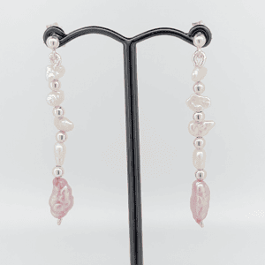 Sterling Silver & Baroque Freshwater Pearl Drop Earrings 21475