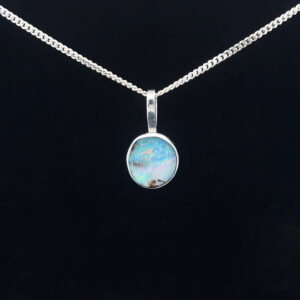 9K White Gold Solid Boulder Opal Pendant 15496