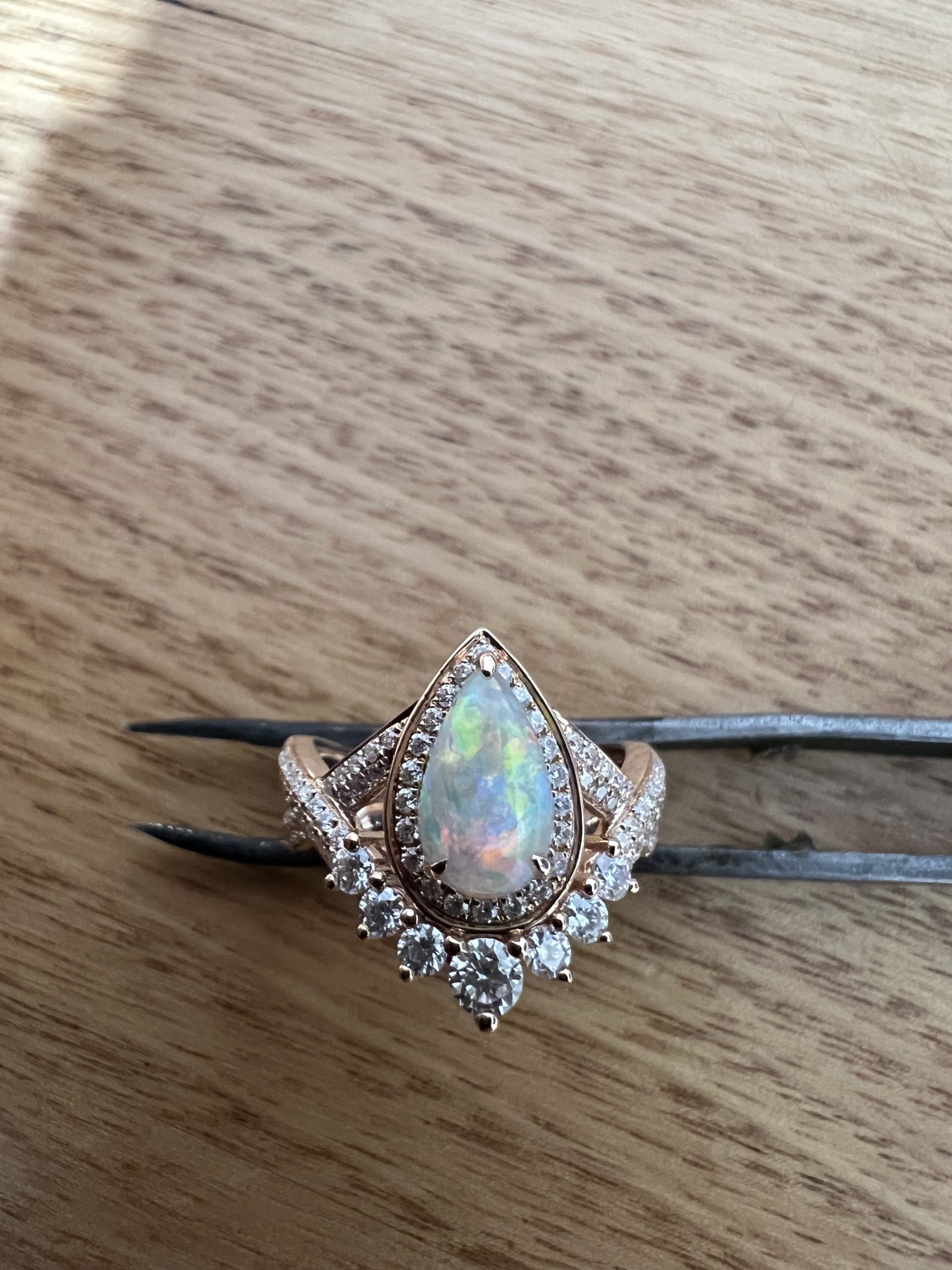 Opal teardrop deals engagement ring