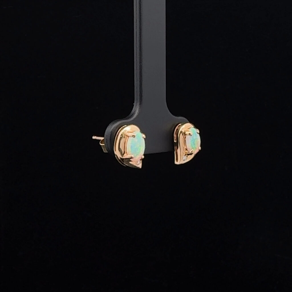 Gold Solid Opal Earrings 11836