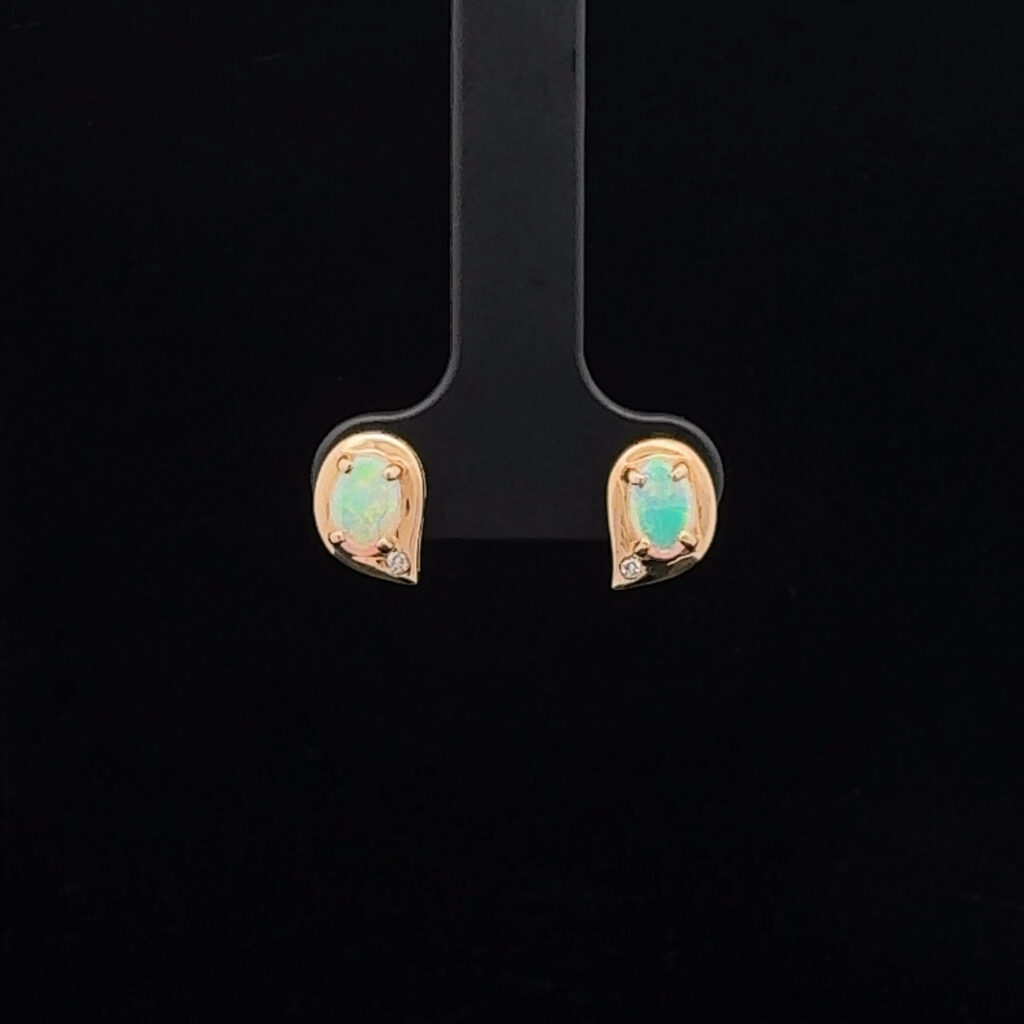 Gold Solid Opal Earrings 11836