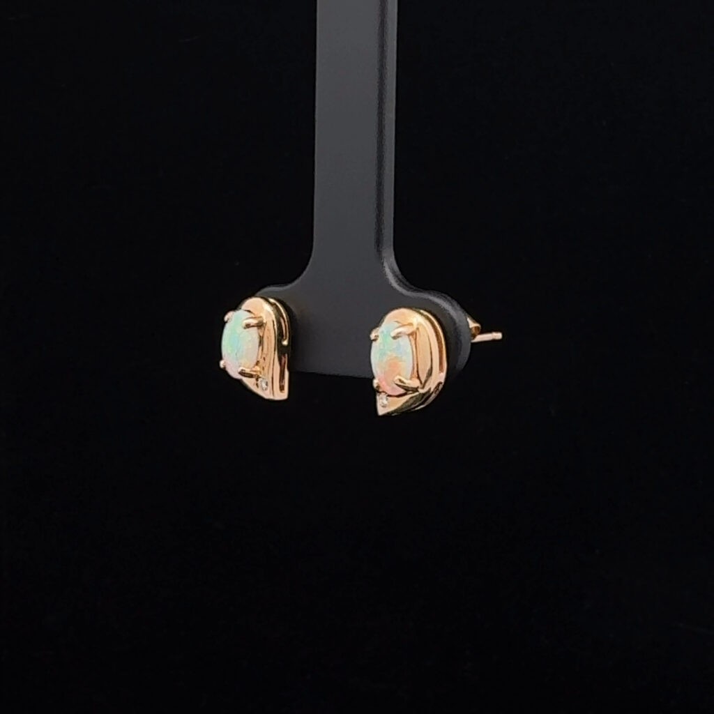 Gold Solid Opal Earrings 11836