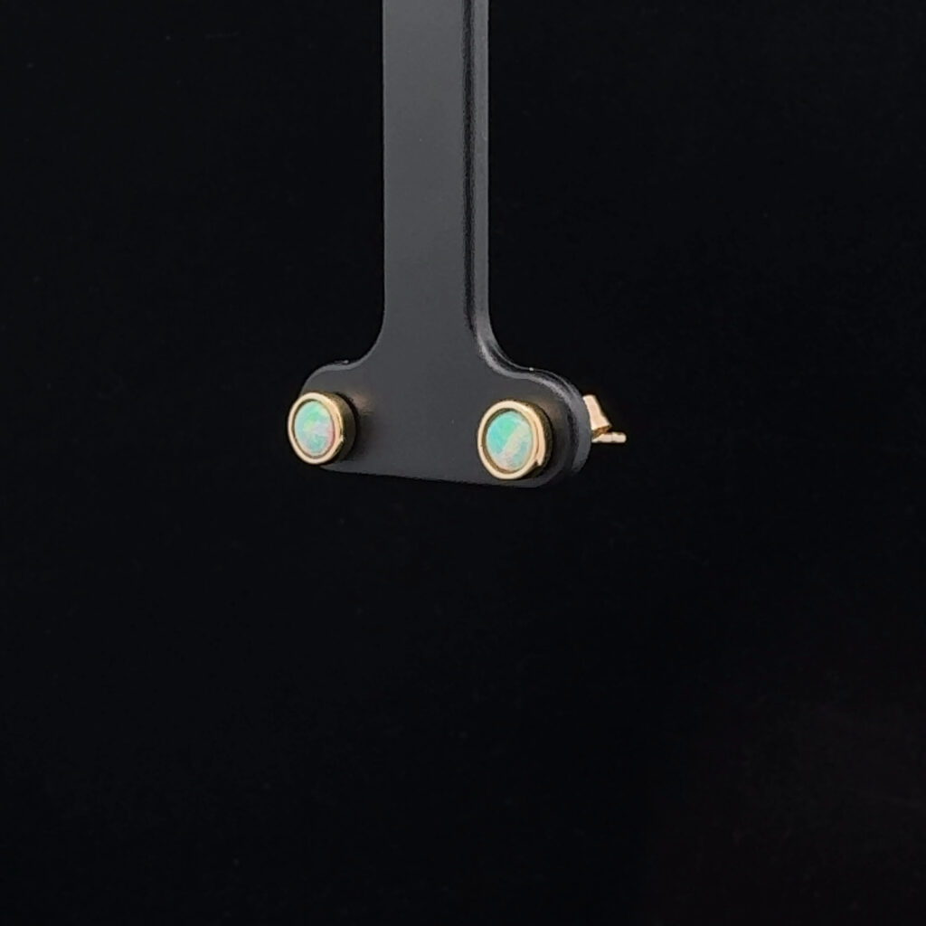 Solid Gold Crystal Opal Stud Earrings 23685