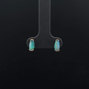 9K Yellow Gold Solid Boulder Opal Stud Earrings 23739