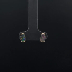 9K Yellow Gold Solid Boulder Opal Stud Earrings 23742