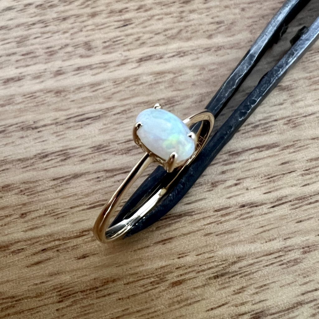 14K Yellow Gold Solid Crystal Opal Ring 23764