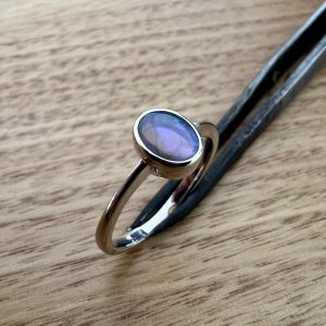 Sterling Silver Solid Crystal Opal Ring 23537