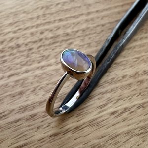 Sterling Silver Solid Crystal Opal Ring 23506