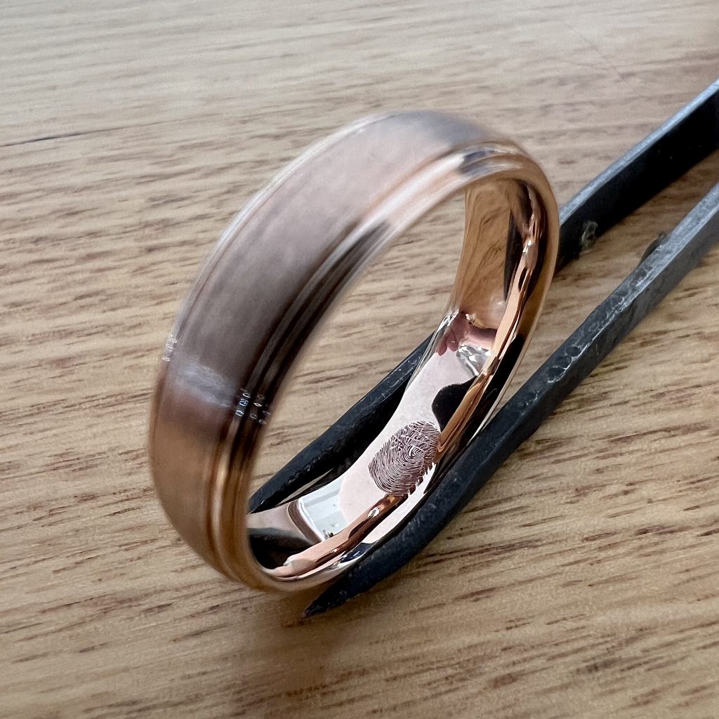 9K Rose Gold Laser Engraved Mens Wedding Band