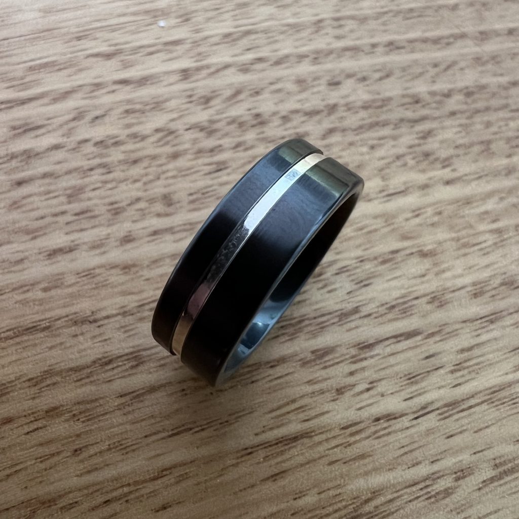 Zirconium Wedding Band with Sterling Silver Pin-Stripe 826845