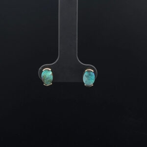 14K Yellow Gold Solid Boulder Opal Stud Earrings 26159