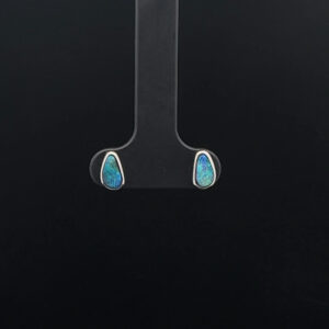 9K White Gold Solid Boulder Opal Stud Earrings 26233