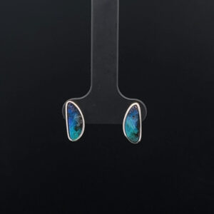 9K White Gold Solid Boulder Opal Stud Earrings 26240