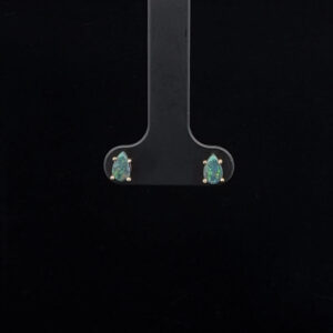 9K Yellow Gold Solid Black Opal Stud Earrings 26695