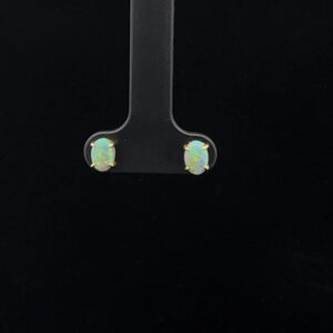 18K Solid Semi-Black Opal Stud Earrings 26838