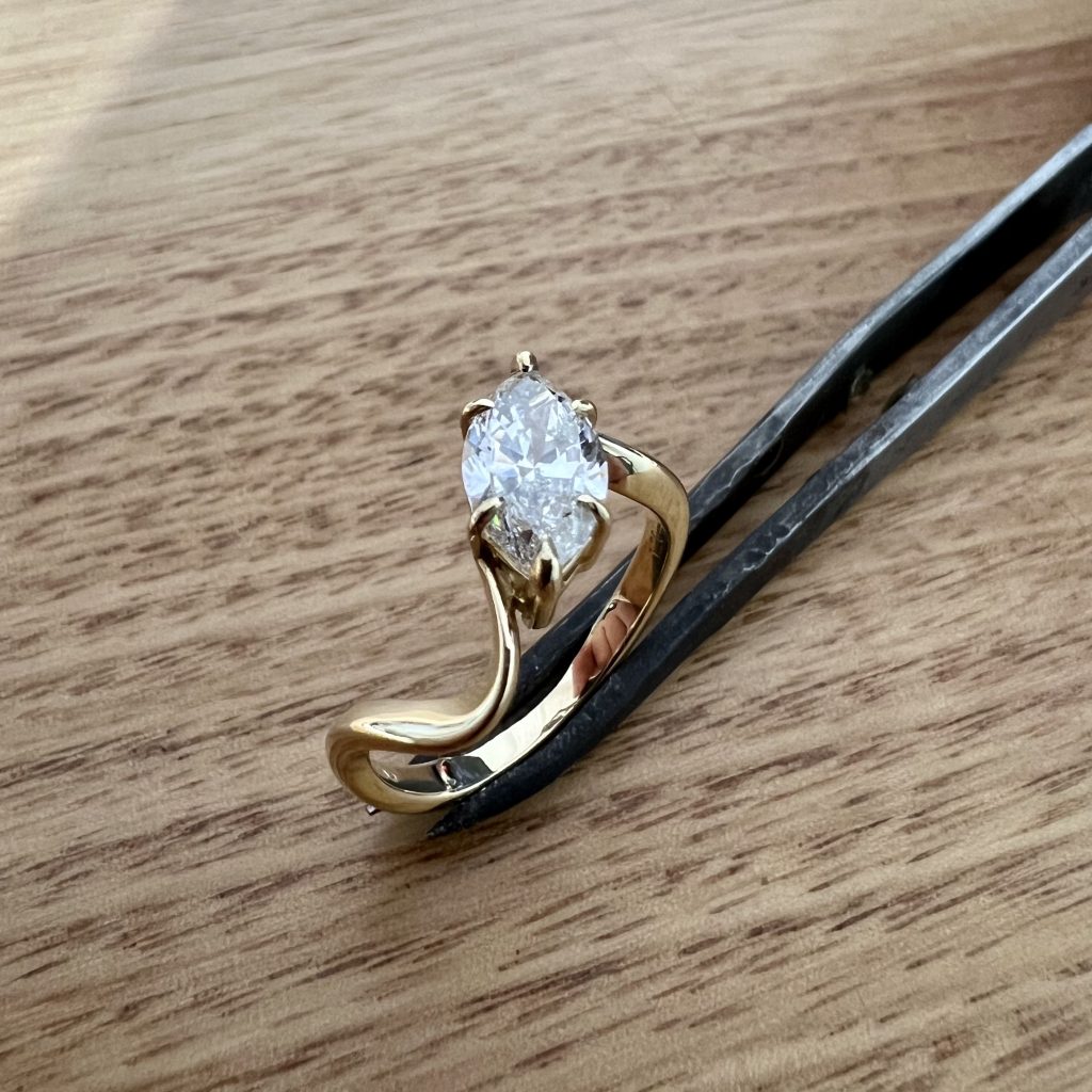 18K Yellow Gold Natural Marquise Diamond Engagement Ring 826828