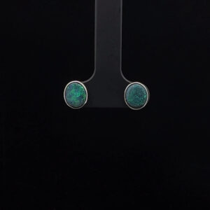 18K White Gold Solid Black Opal Stud Earrings 27207