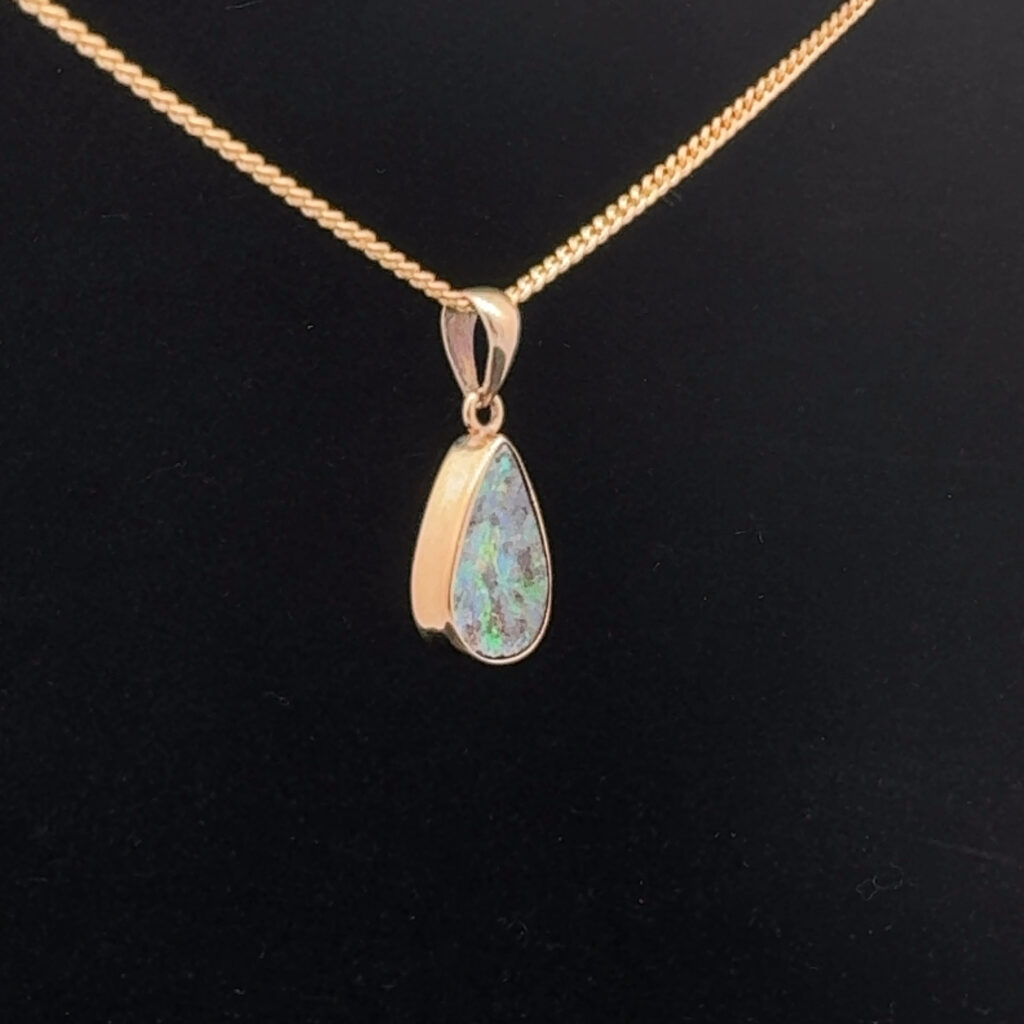 9K Yellow Gold Boulder Opal Pendant 27688